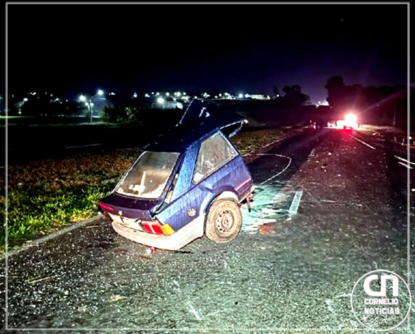 Carro parte ao meio em grave acidente na BR-376 e motorista fica em estado grave