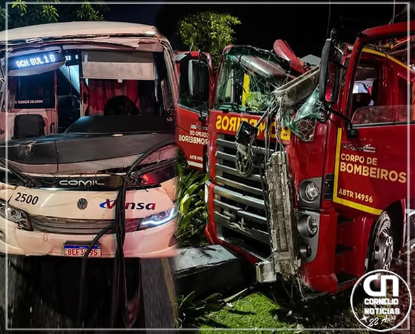 Caminhão ABTR é atingido por ônibus a caminho de incêndio no Paraná