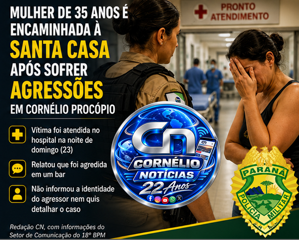 Mulher de 35 anos é encaminhada à Santa Casa após sofrer agressões