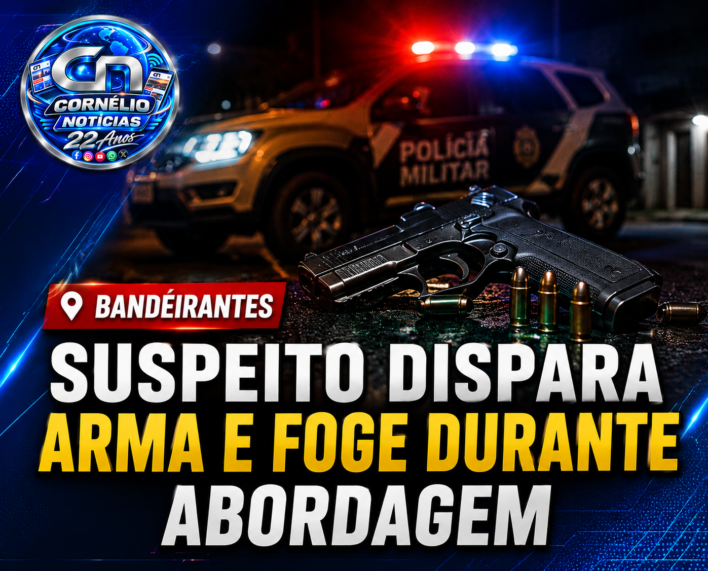 Suspeito dispara arma e foge durante abordagem