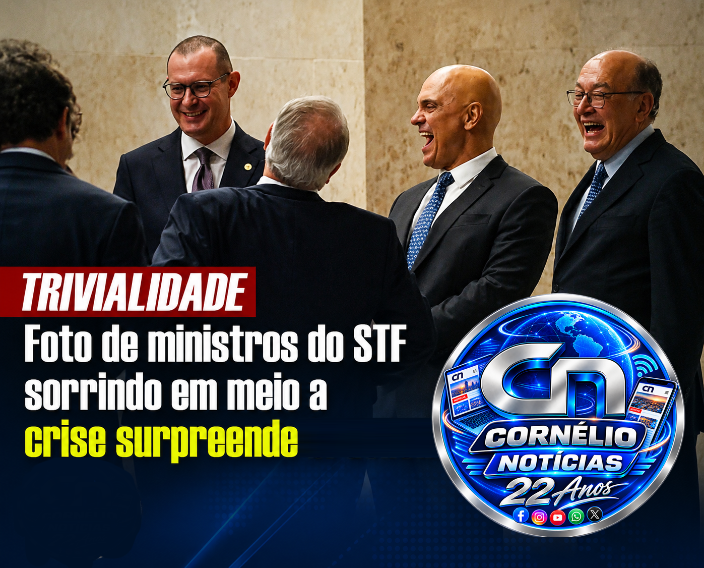 Foto de ministros do STF sorrindo em meio a crise surpreende negativamente