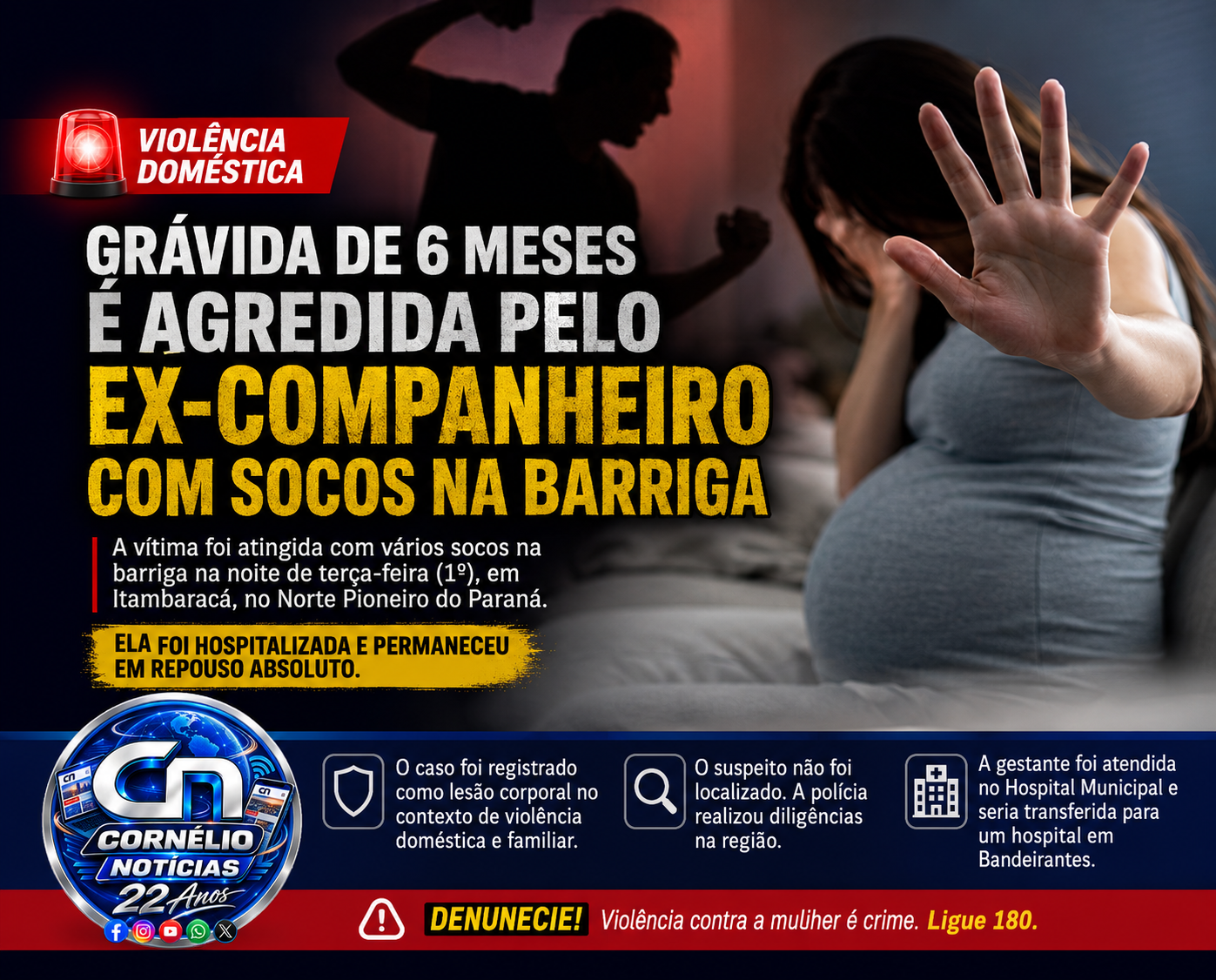 Grávida é agredida pelo ex-companheiro com socos na barriga