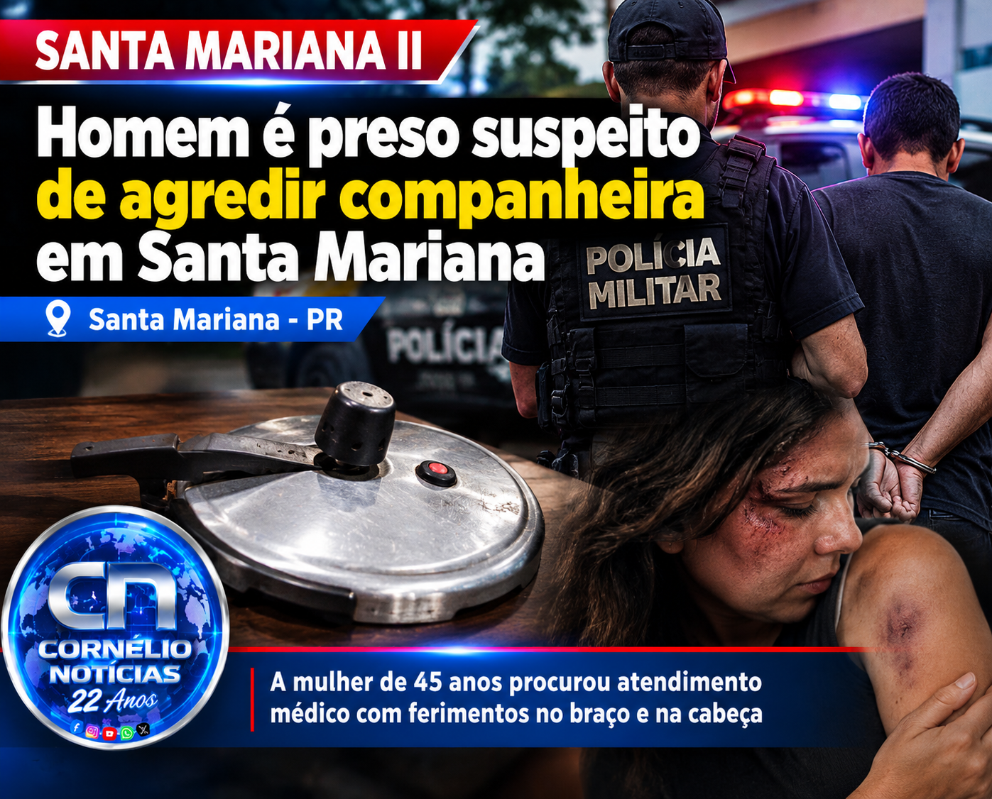Homem é preso suspeito de agredir companheira em Santa Mariana