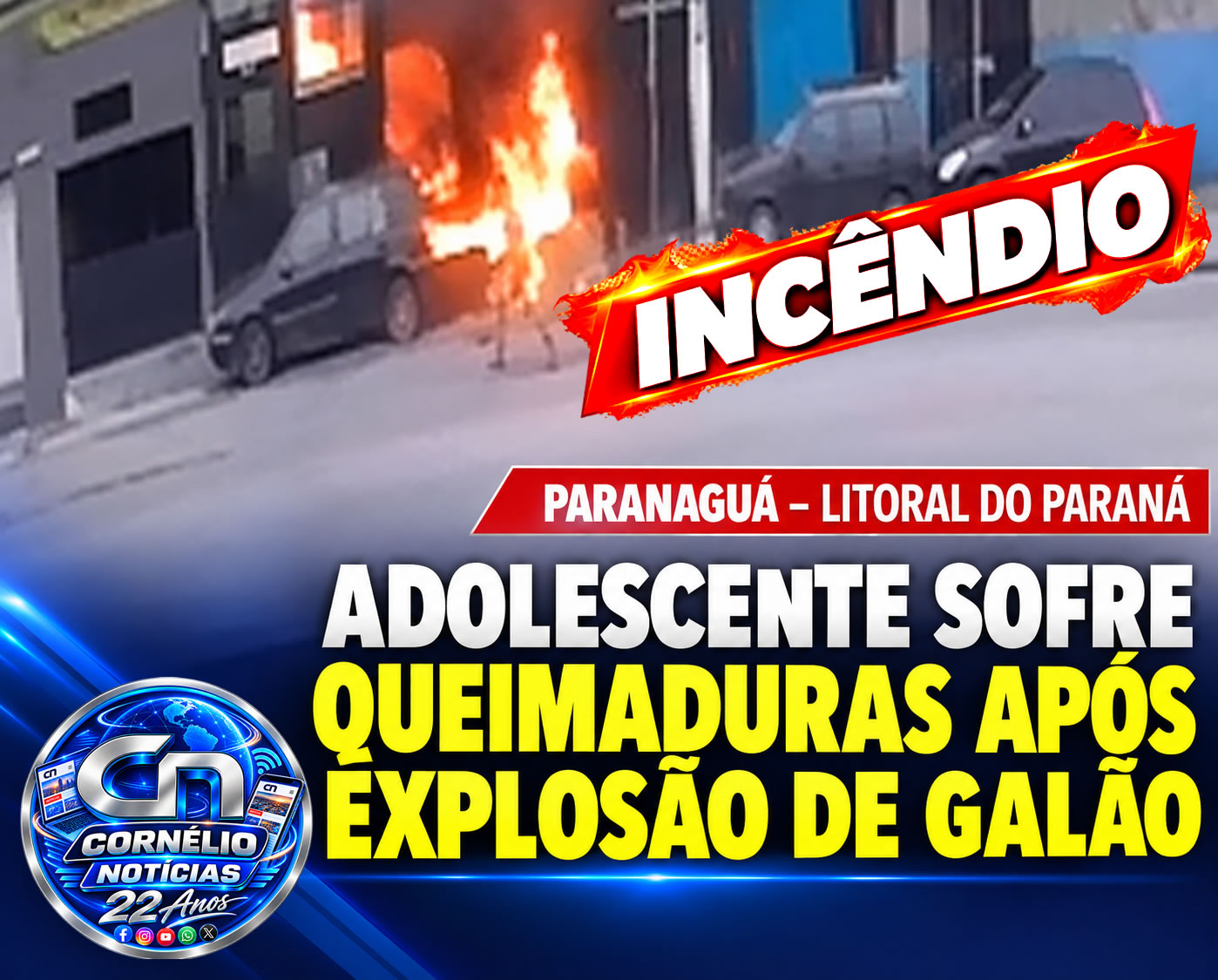 Adolescente sofre queimaduras após explosão no litoral do Paraná