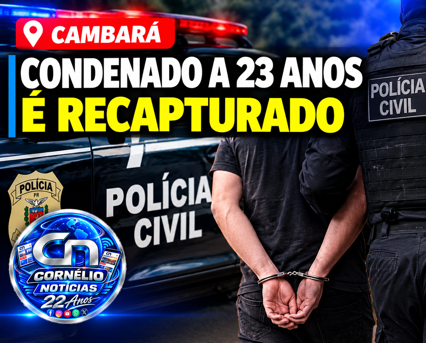 Condenado a 23 anos de prisão é recapturado pela Polícia Civil