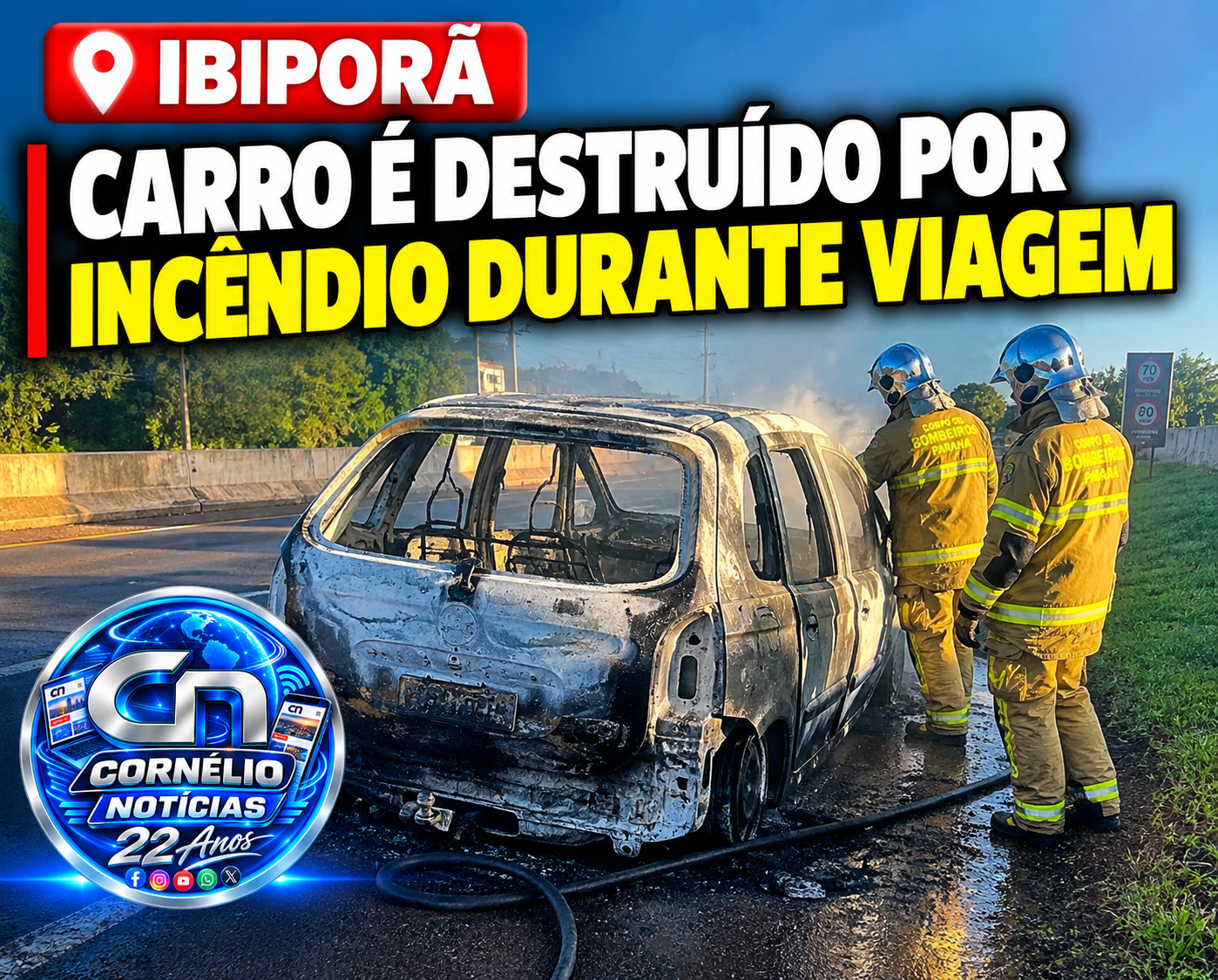 Carro que levava senhora para S. Mariana para cirurgia pega fogo em rodovia