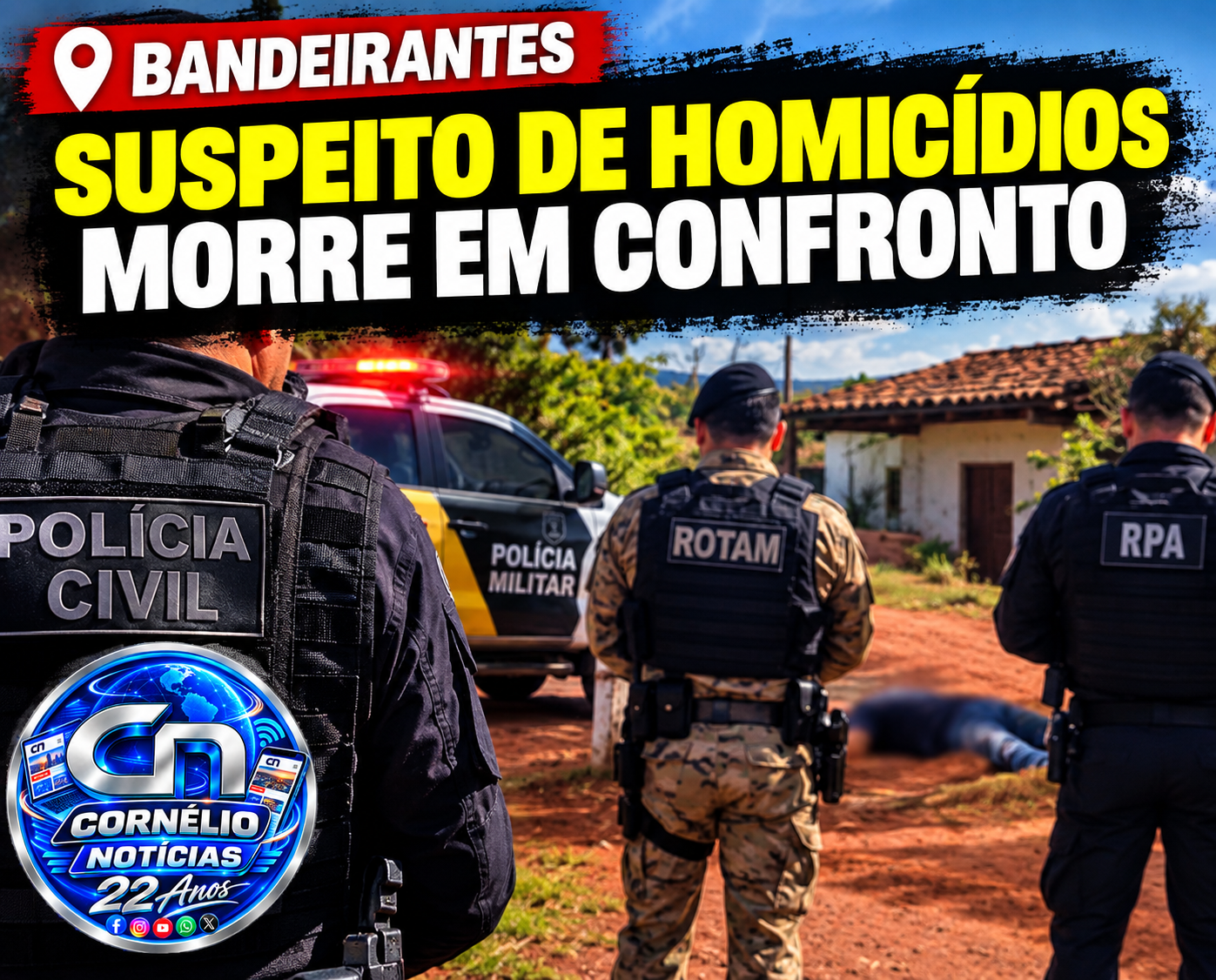 Suspeito de homicídios morre em troca de tiros com com policiais