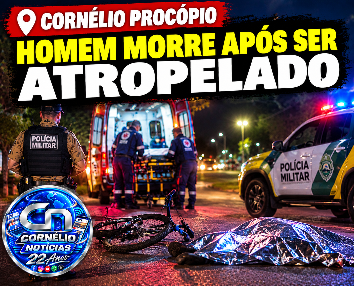 Ciclista morre após ser atropelado