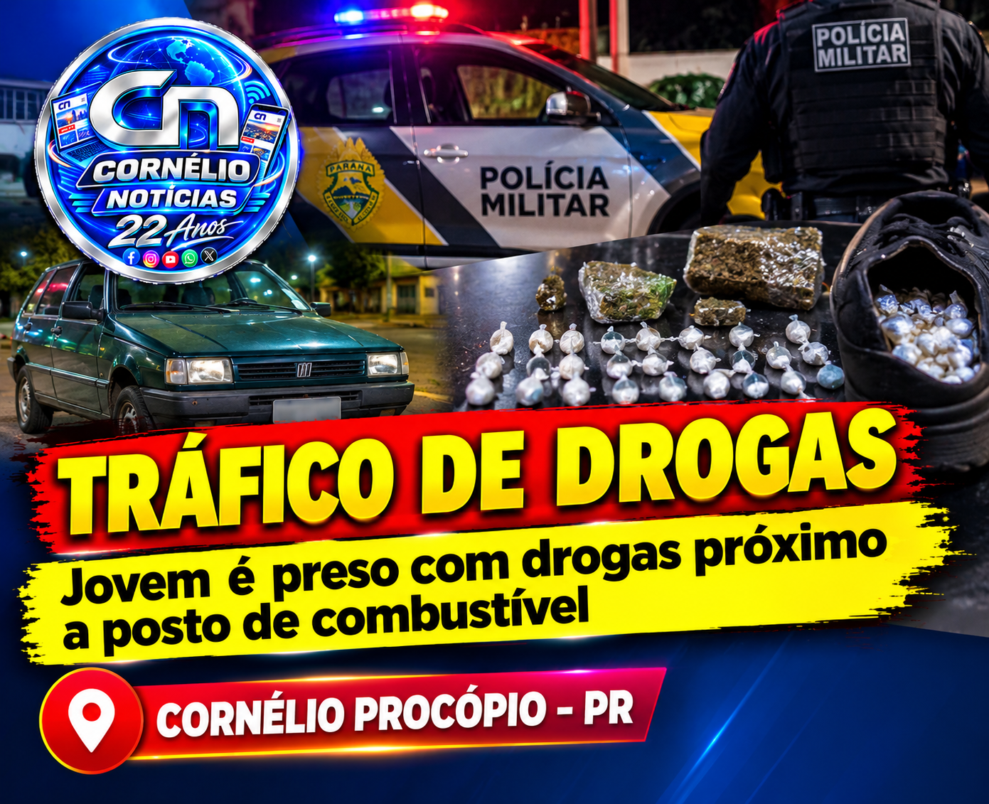 Jovem é preso com drogas próximo a posto de combustível  