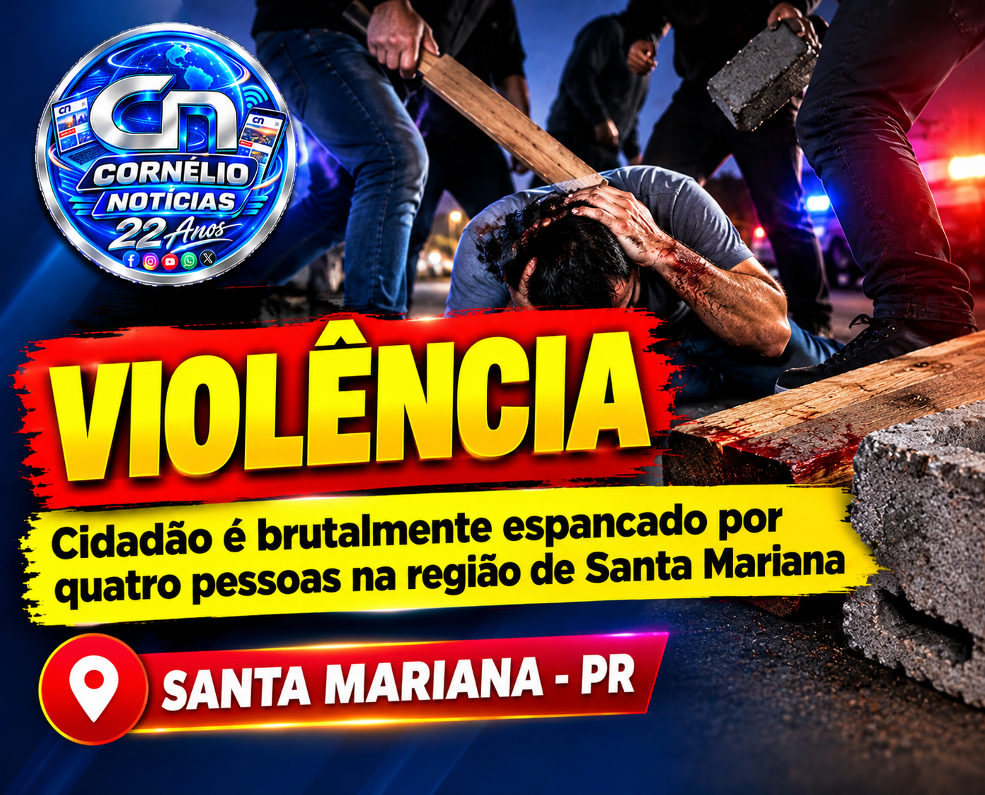 Cidadão é brutalmente espaçando por quatro pessoas na região de Santa Mariana