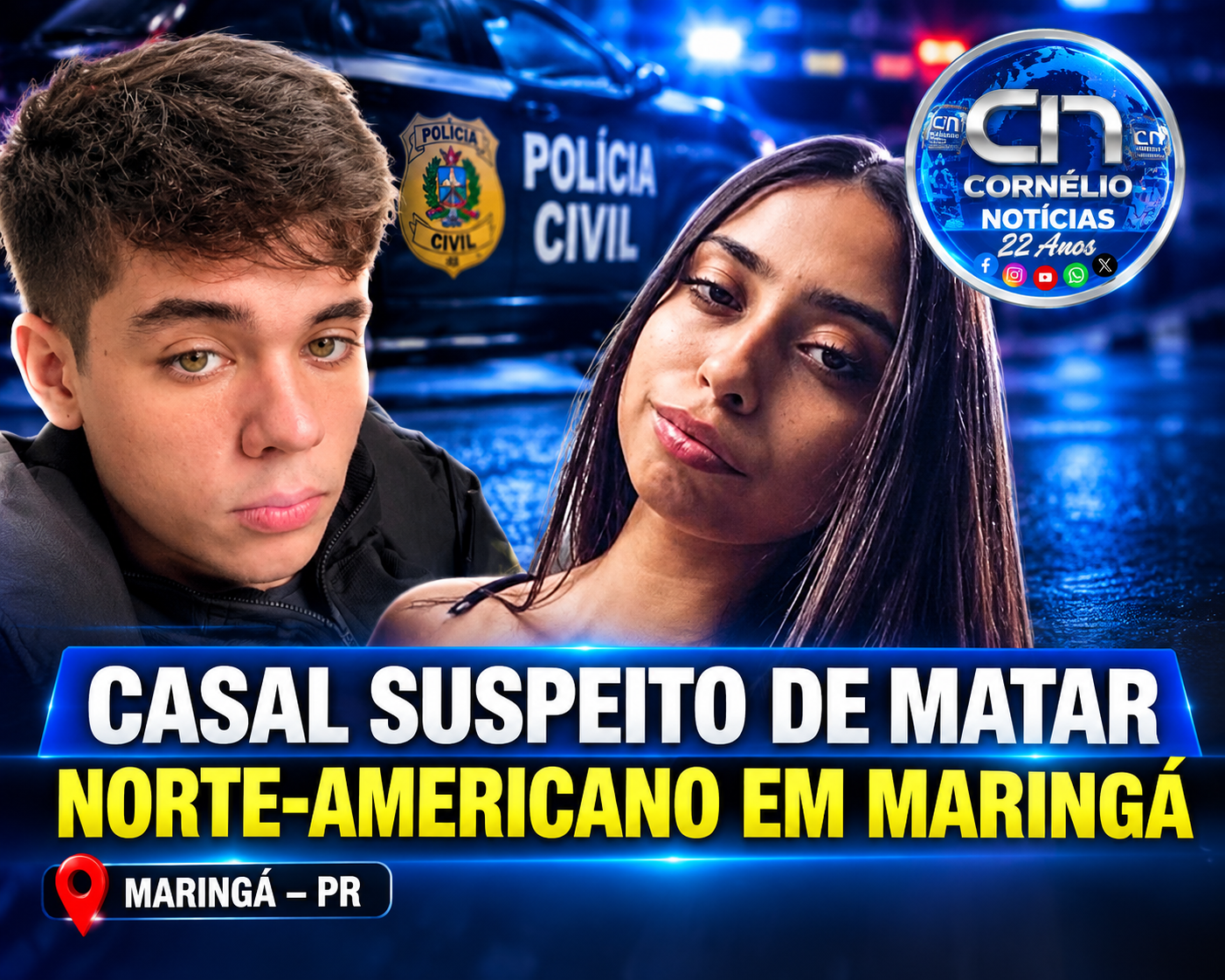 Casal suspeito de matar norte-americano em Maringá está desaparecido