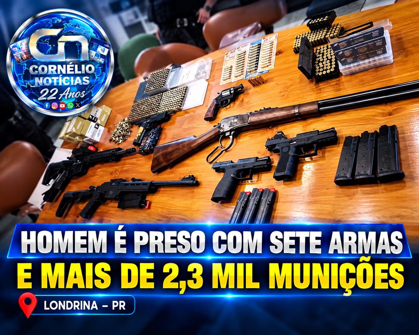 Homem é preso com verdadeiro arsenal e mais de 2,3 mil munições