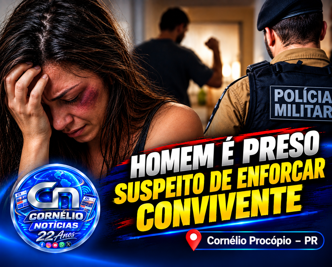 Homem é preso suspeito de enforcar convivente em Cornélio Procópio