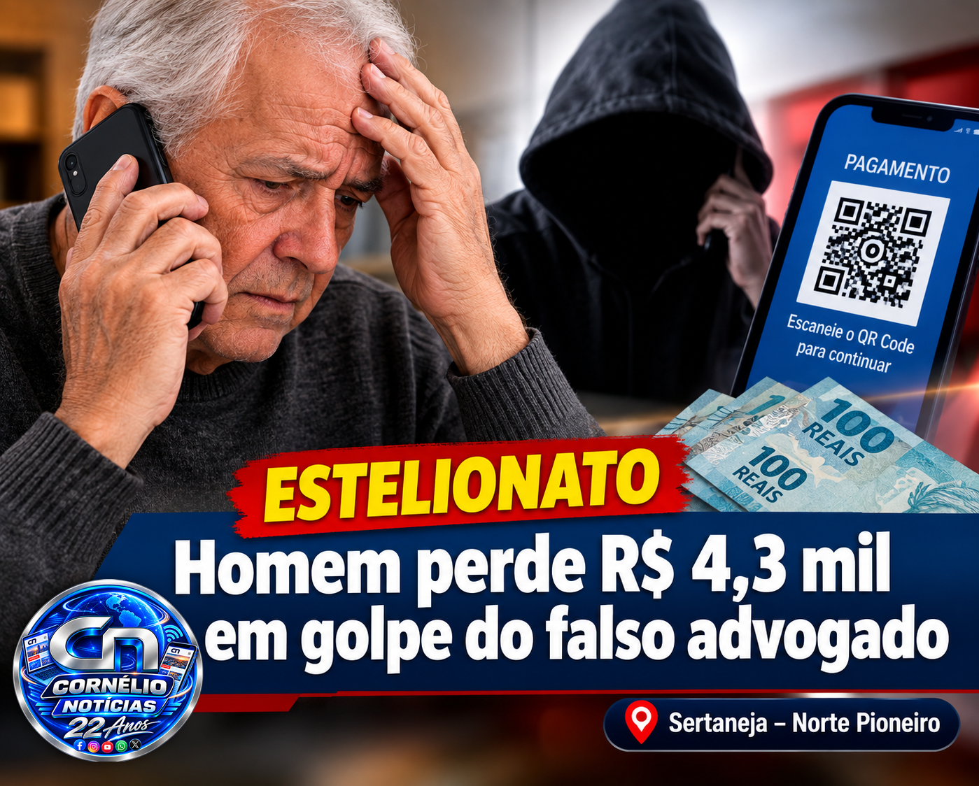 Homem perde R$ 4,3 mil em golpe do falso advogado