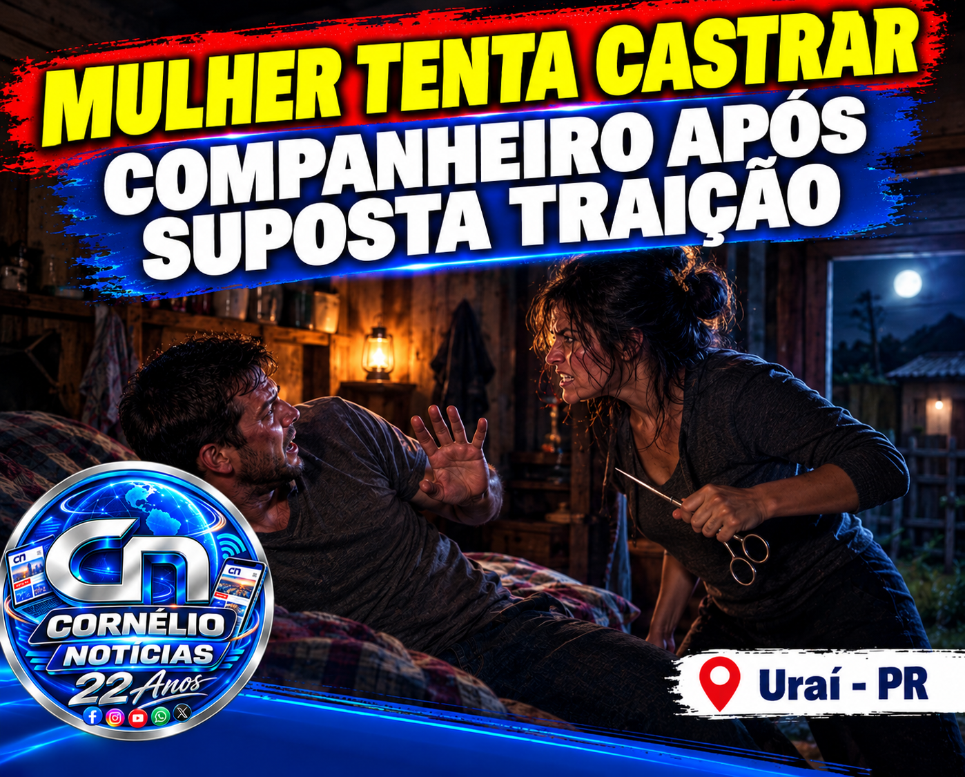 Mulher tenta castrar companheiro após suposta traição
