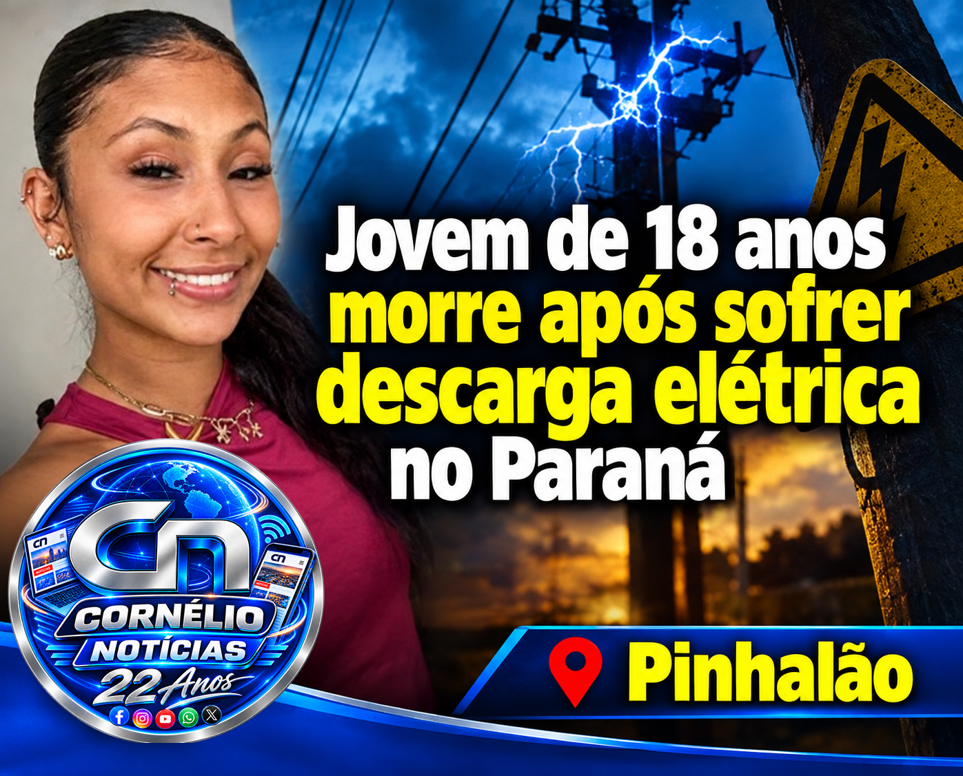 Jovem de 18 anos morre após sofrer descarga elétrica no Paraná