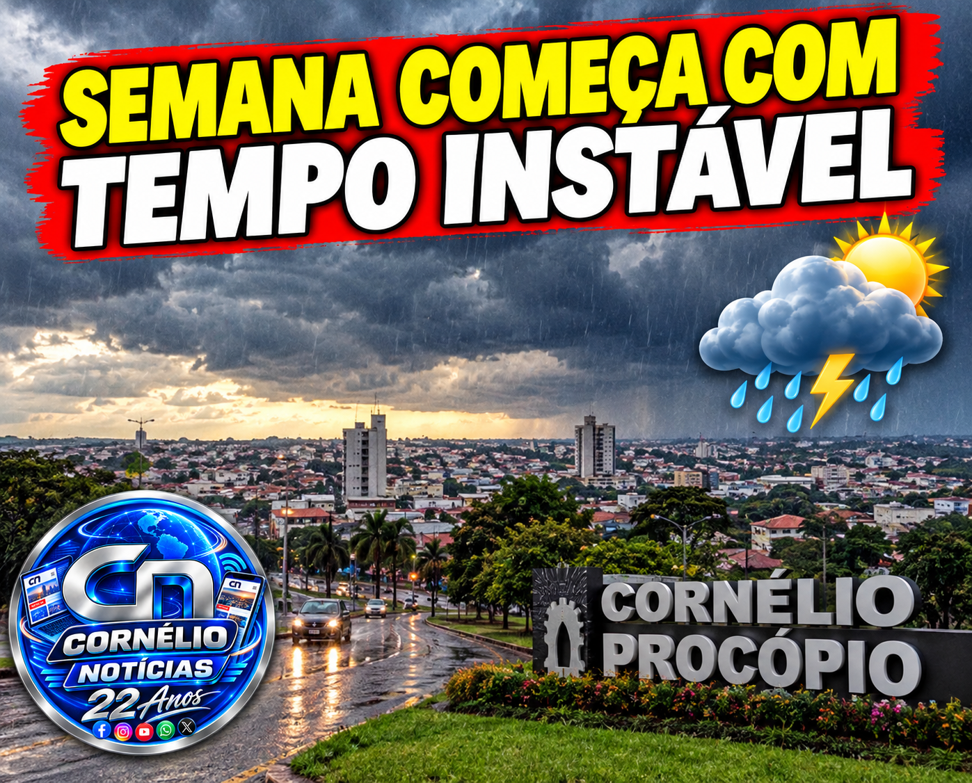 Semana começa com tempo instável em Cornélio Procópio