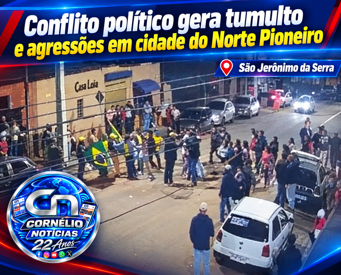 Conflito político gera tumulto e agressões em cidade do Norte Pioneiro