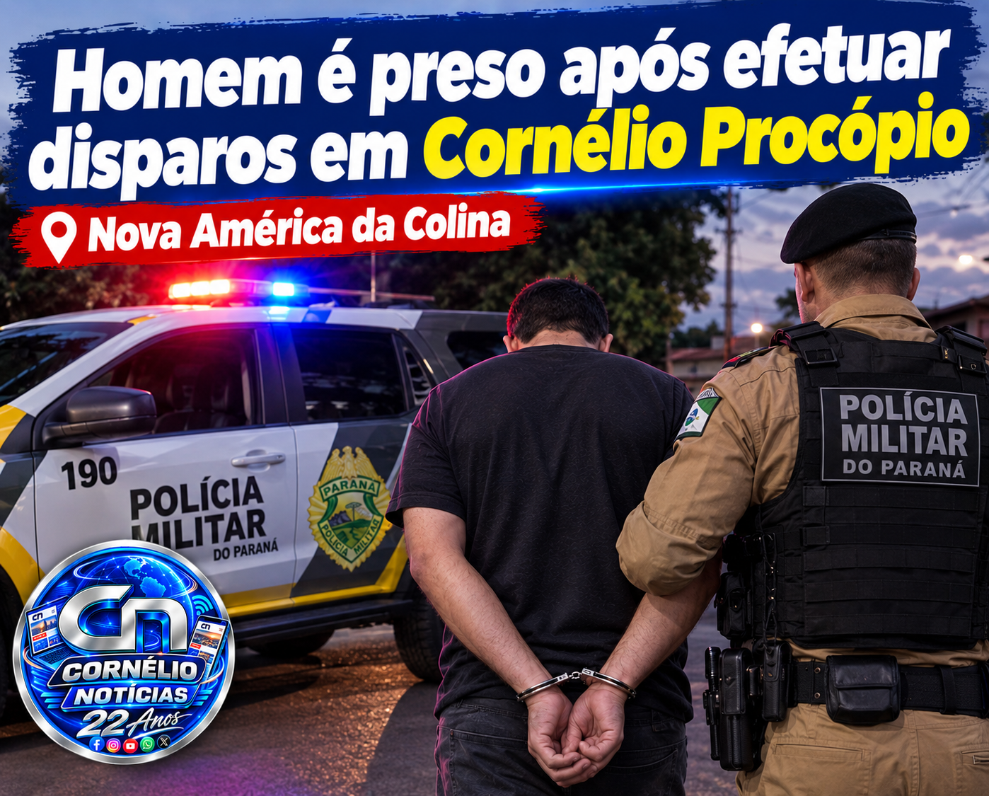 Homem é preso após efetuar disparos em Cornélio Procópio