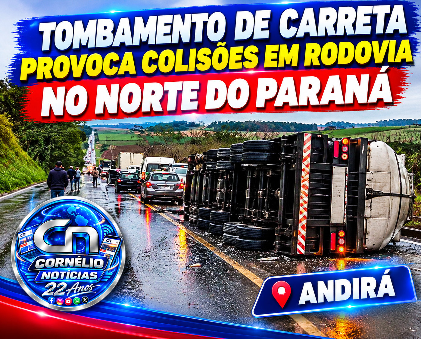 Colisão com três veículos interdita totalmente a BR-369 na região de Andirá