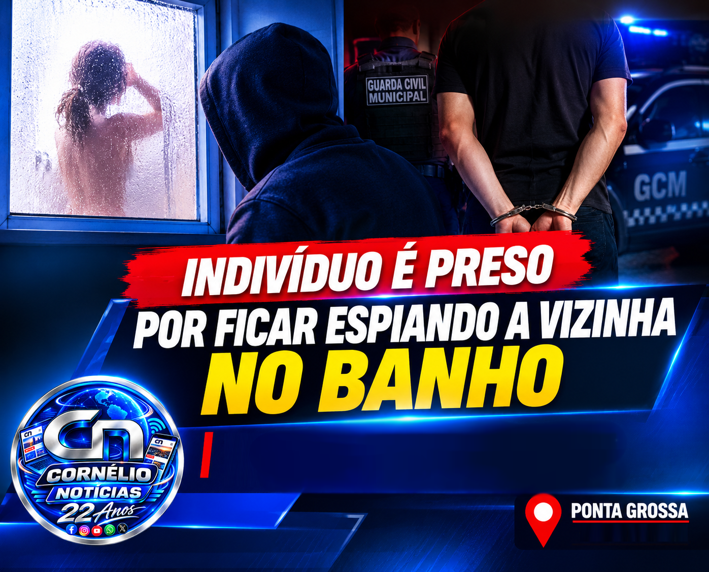 Indivíduo é preso por ficar espiando a vizinha no banho