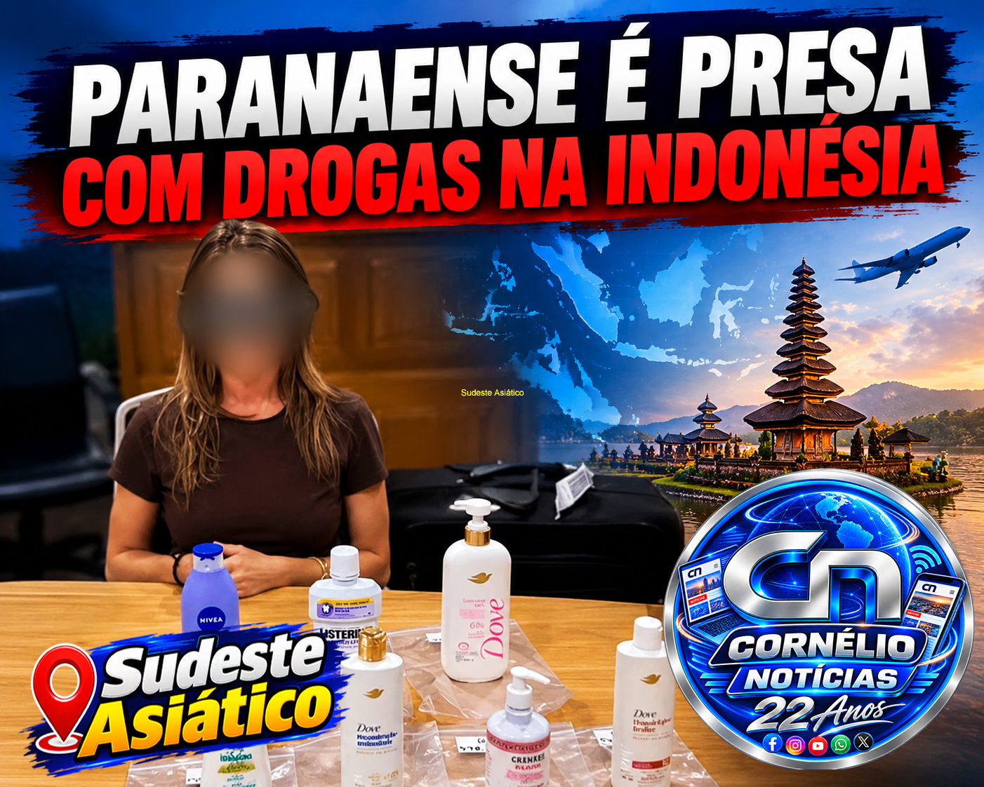 Paranaense é presa na Indonésia com cocaína escondida em frascos de shampoo