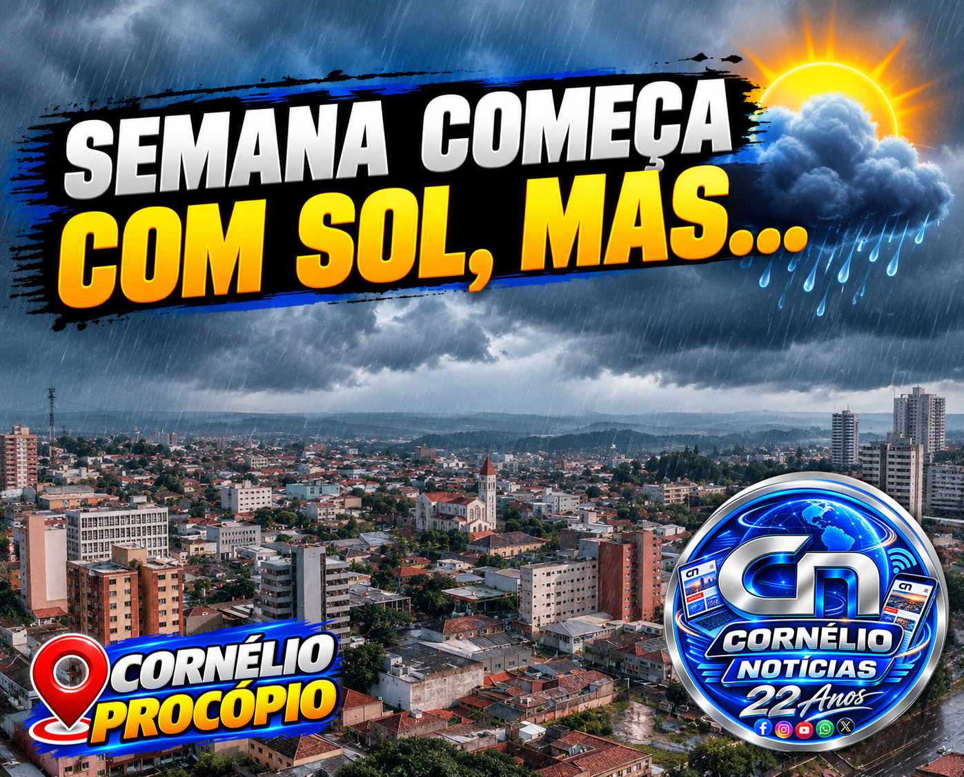 Semana será novamente marcada pela instabilidade em Cornélio Procópio