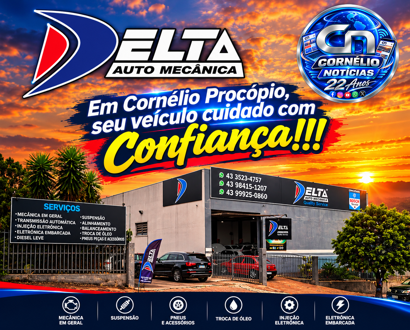 Em Cornélio Procópio, Delta Auto Mecânica, onde você pode confiar