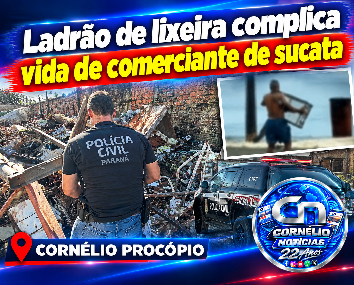Proprietário de ferro-velho é preso por receptação de lixeiras furtadas