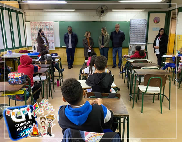 Escola Municipal Aníbal Campi recebe visita do prefeito de Cornélio Procópio