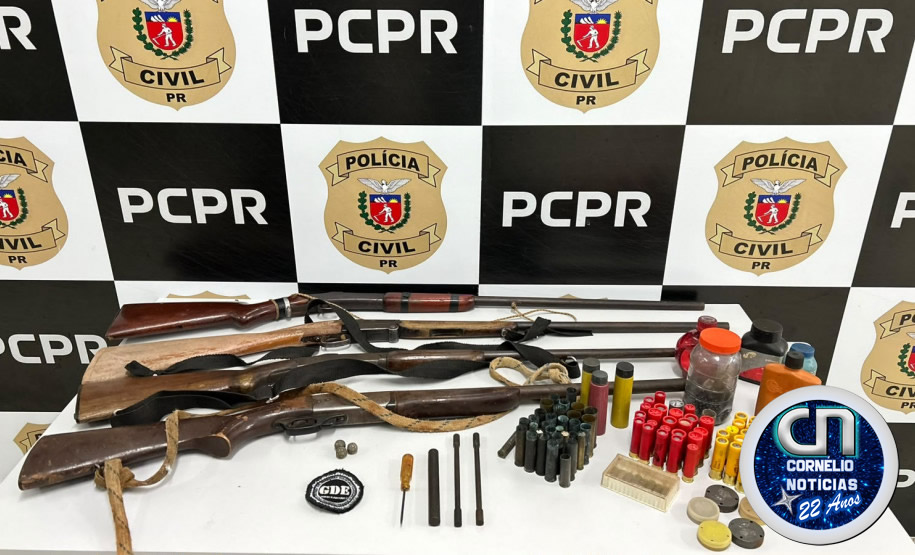 PC encontra armas e aves silvestres durante ação em Cornélio  Procópio
