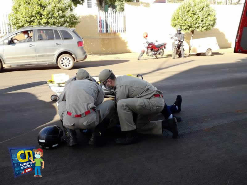 Motociclista sofre queda na Avenida Minas Gerais, em Cornélio Procópio